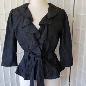 Jean blouse with awesome ruffles